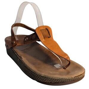 FITFLOP Ibiza Leather Thong Gladiator Sandal Burnt Orange Brown 401-316 EU‎ 42